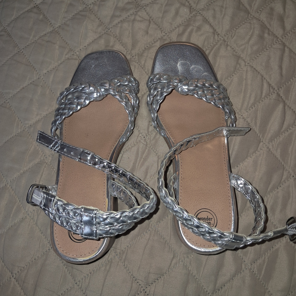 Wonder Nation Silver Braided Sandals